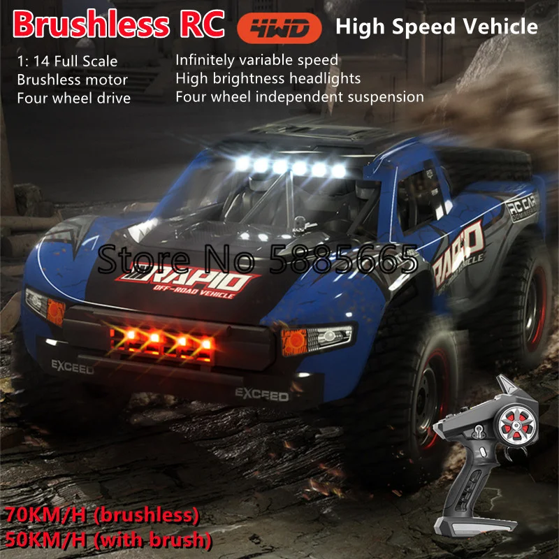 

70KM/H Brushless High Speed Drift Racing Vehicle 1:14Full Scale 4WD Independent Shock Absorption Climb Off-Road RC Toy Car Gift