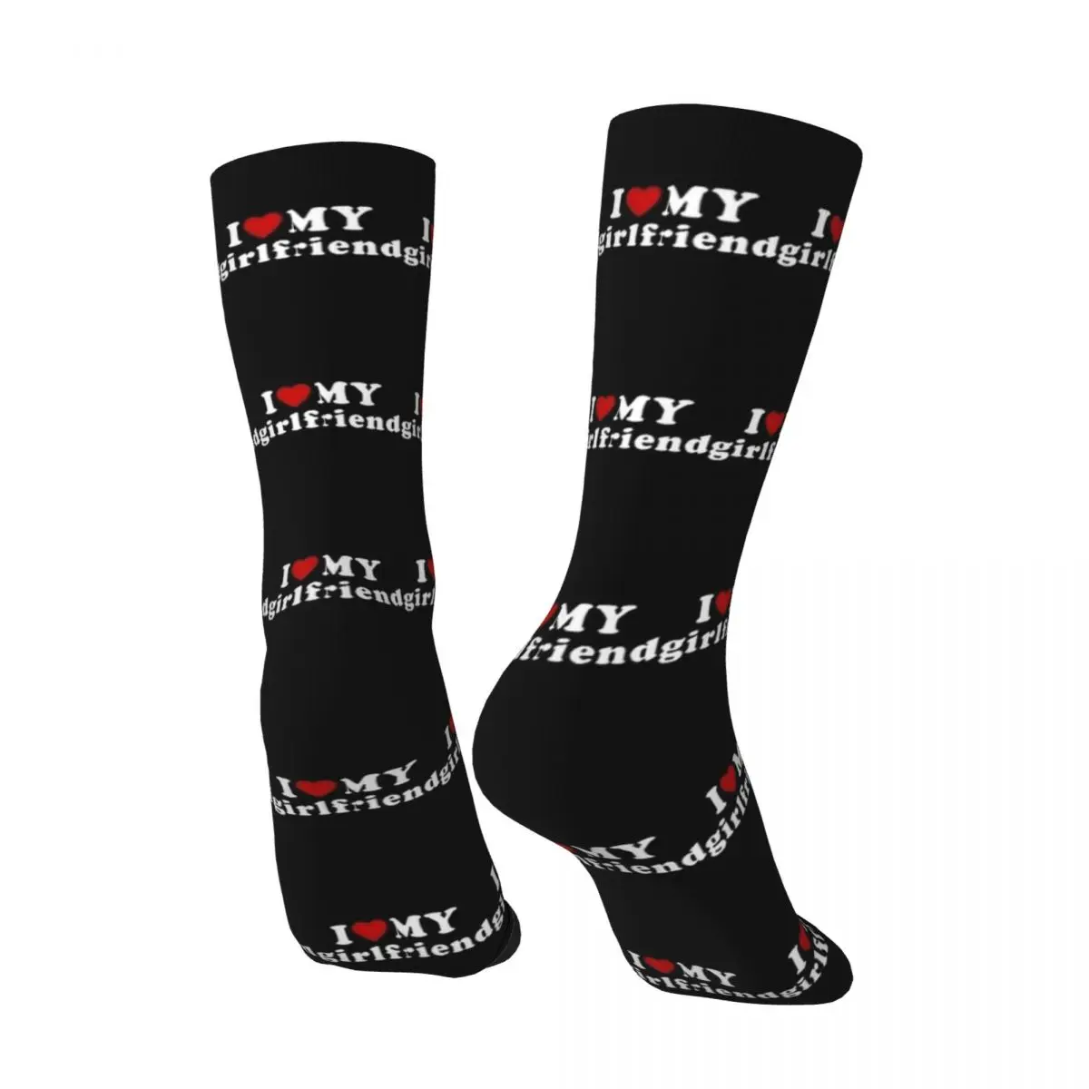 I Love My Girlfriend Socks autunno GF calze Kawaii adulti uomo calzini morbidi Skateboard grafico calzini antiscivolo