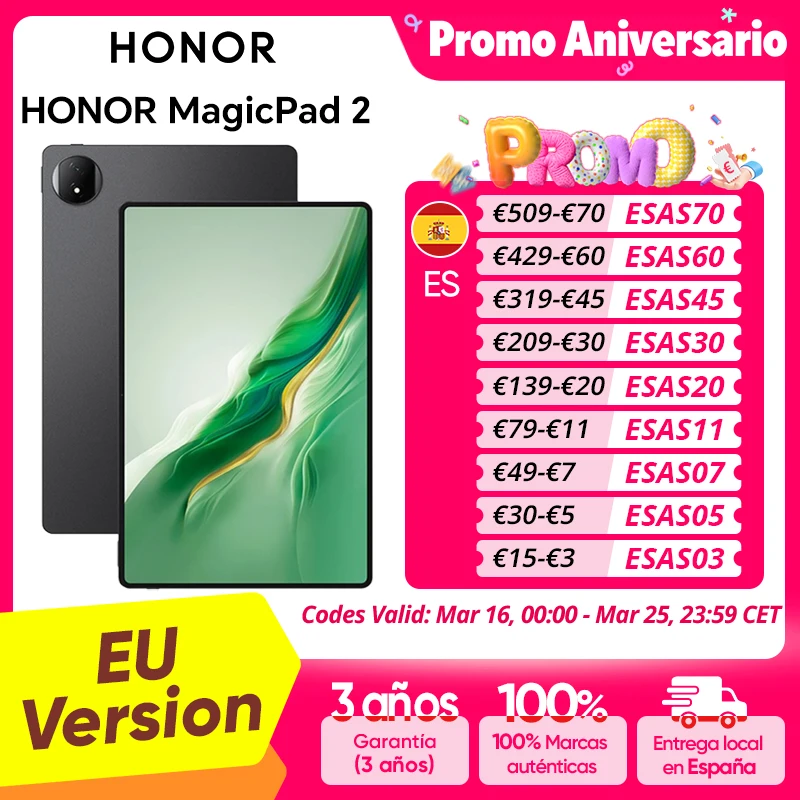 Versión EU HONOR MagicPad 2 Tablet Pantalla OLED de 12.3″ CPU Snapdragon …