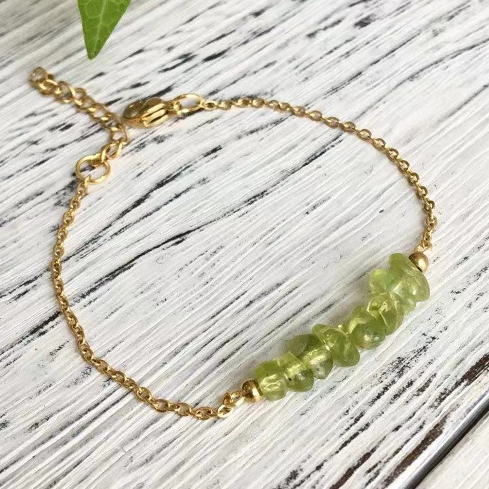 

MG2205 New Design Raw Peridot Adjustable Chain Bracelet Womens Crystal Healing Intention Bracelet