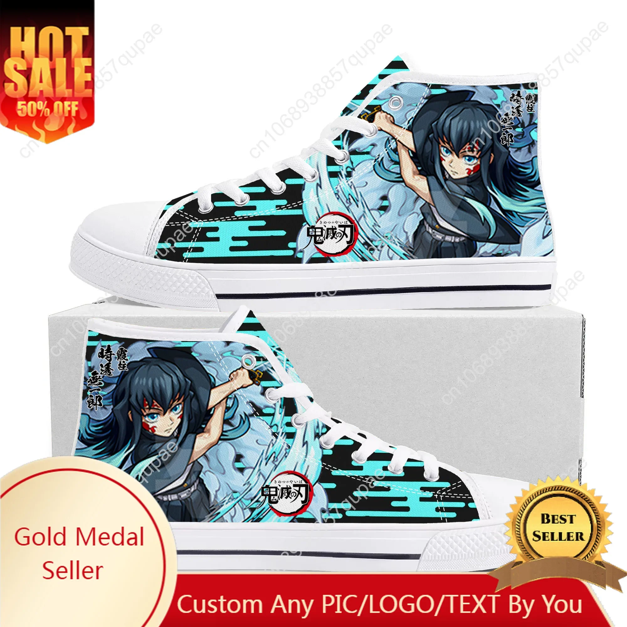 

Muichiro Tokito High Top High Quality Sneakers Mens Womens Teenager Canvas Sneaker Fahion Casual Couple Shoes Custom Made Shoes
