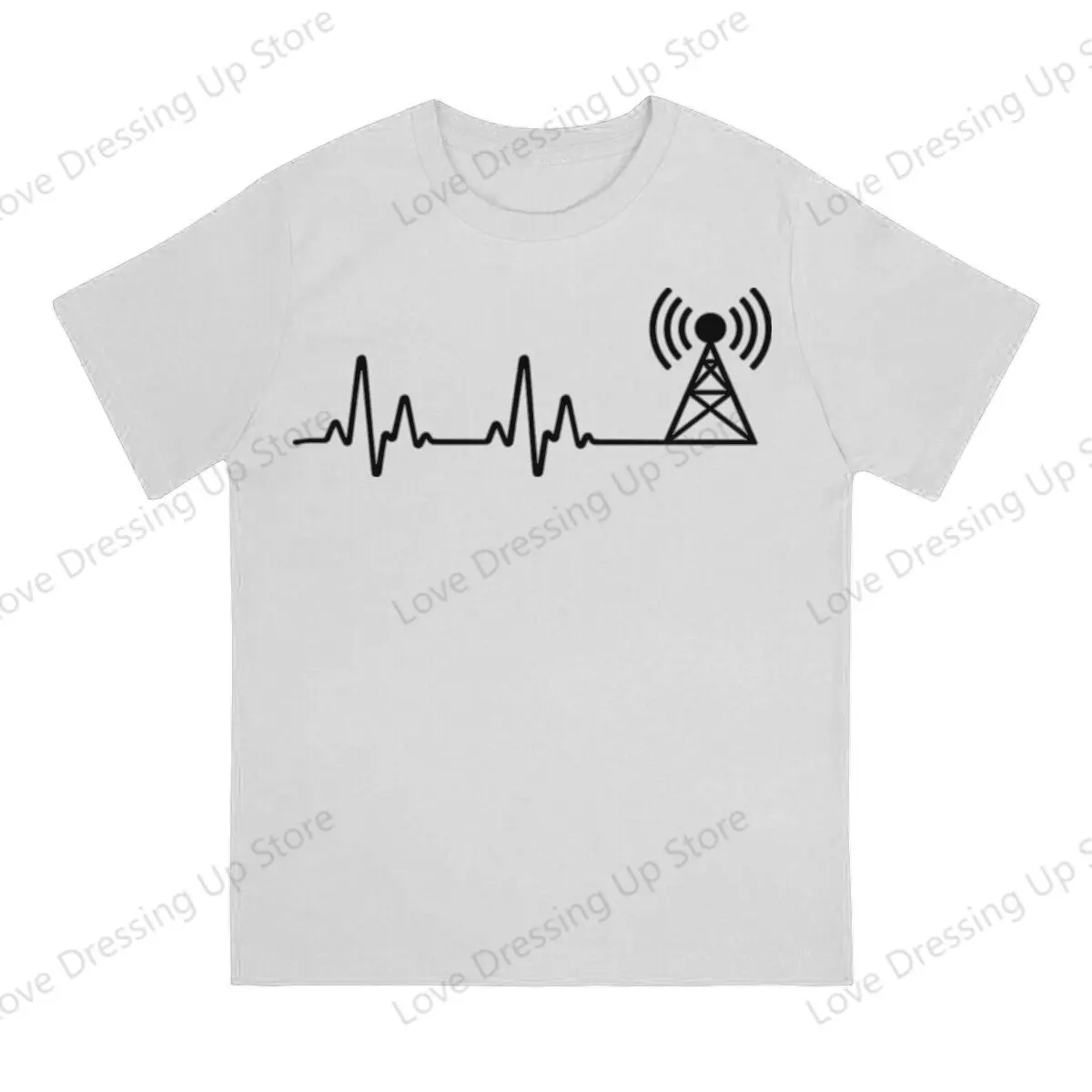 Amateur Radio Operator Heartbeat Pure cotton printing men's Tshirt Short Sleeve Street Tshirts  Sport Tops