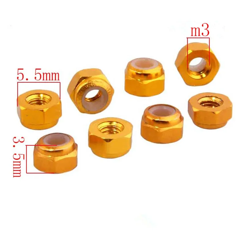 40Pcs Aluminum Nylon Nut M3 Upgrade HSP 02102 Spare parts For 1/10 Scale Model RC Car 102048 122048