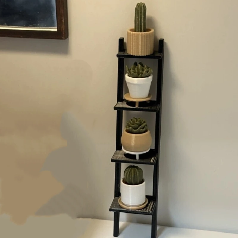 Miniature Potted Plants 1:12 Scale Display Shelf 15cm Tall Dollhouse Figma Action Figure Scene Prop Succulent Cactus Decor