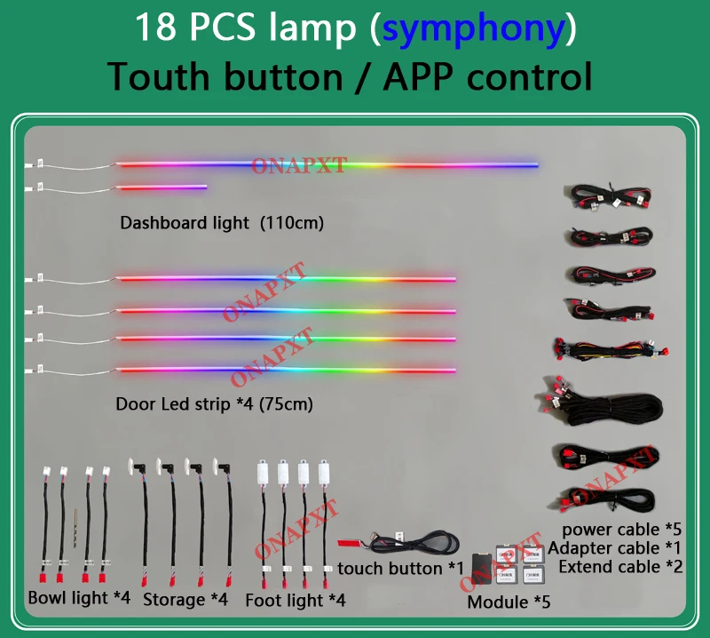 

Universal For Porsche Macan Cayenne Panamera DIY APP Control Led Ambient Light RGB Atmosphere Lamp Decorative Strip