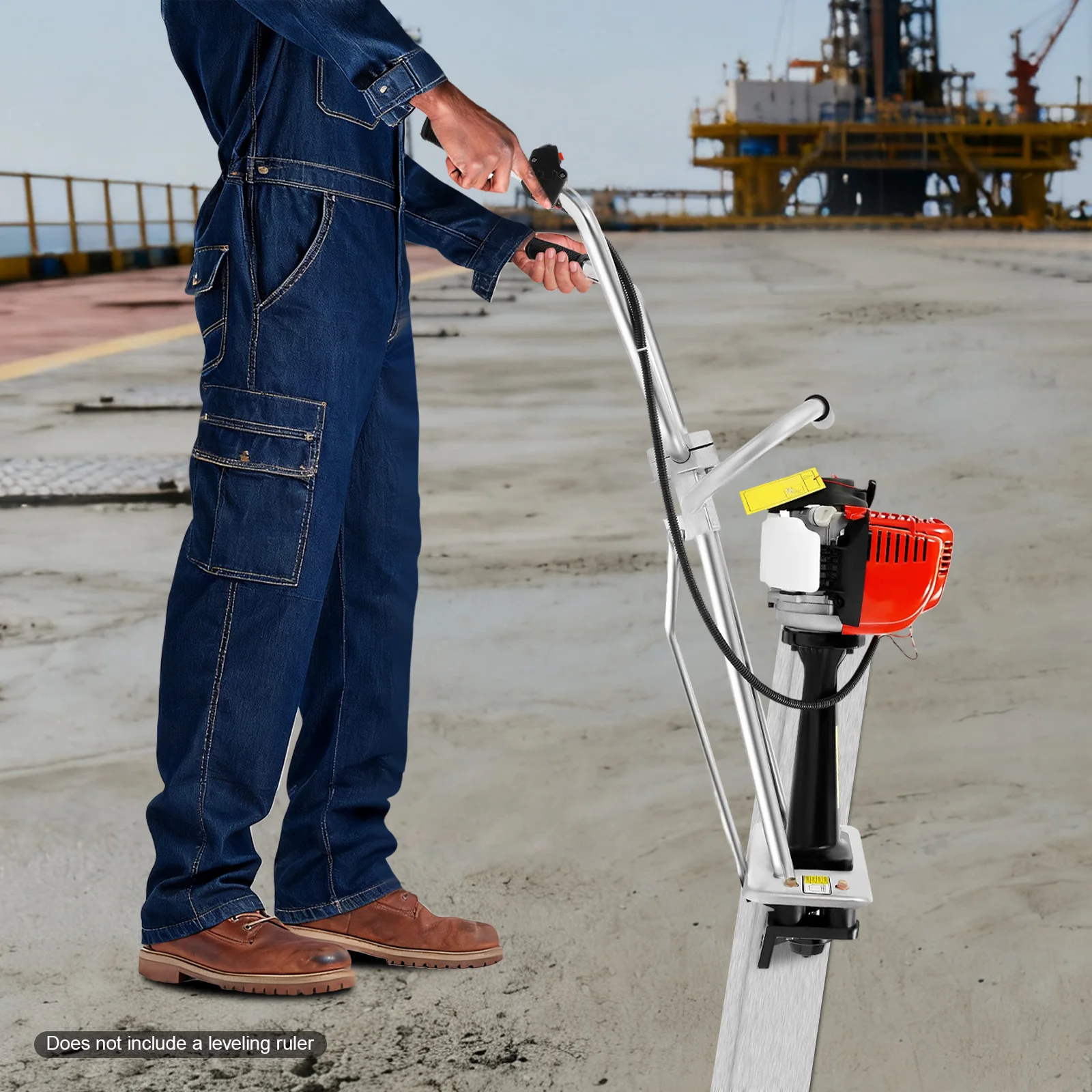 Powerful 35.8CC Gas Concrete Vibrator with 4-Stroke Engine, Stainless Steel Body, 573lbs Force for Efficient Leveling