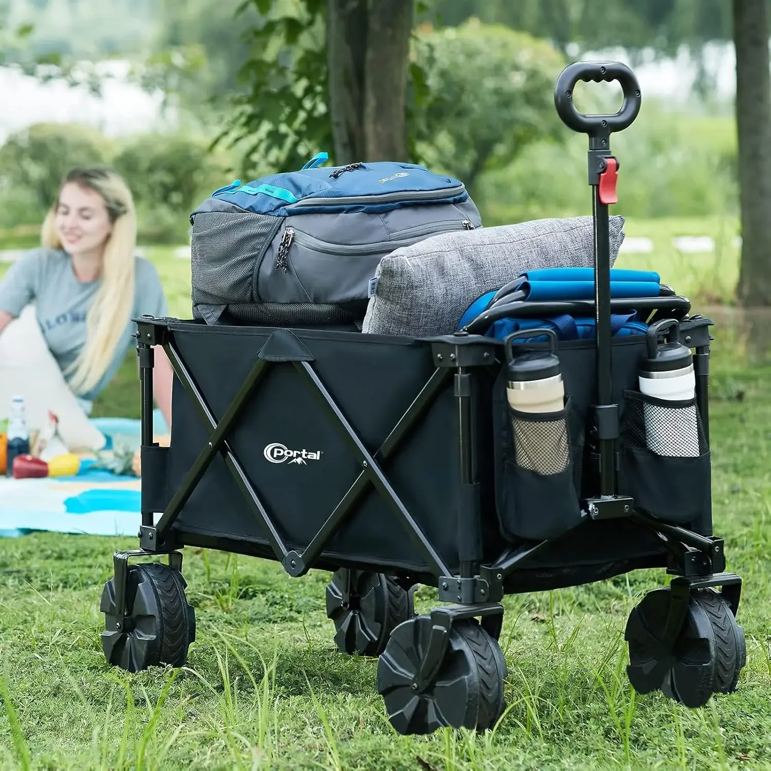 Chariot utilitaire pliable de grande capacité, chariot de plage, très résistant