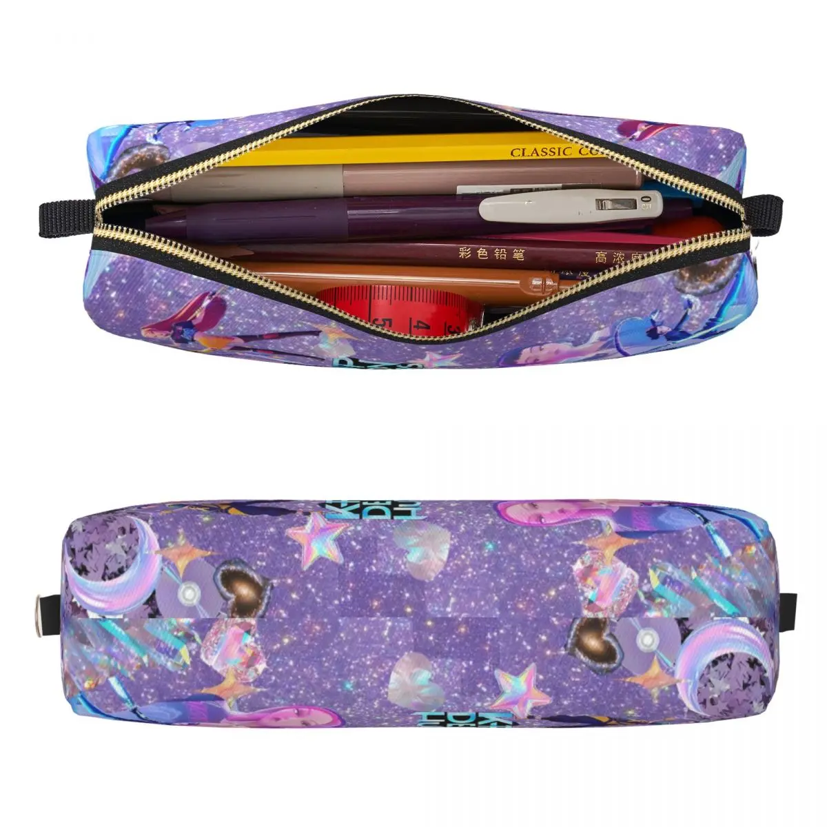 Kotak Pensil Huntrix Zoey Rumi Mira KPop Demon Hunters Tas Kotak Pena Anak Perempuan Laki-laki Penyimpanan Besar Kotak Pensil Kosmetik Sekolah Siswa