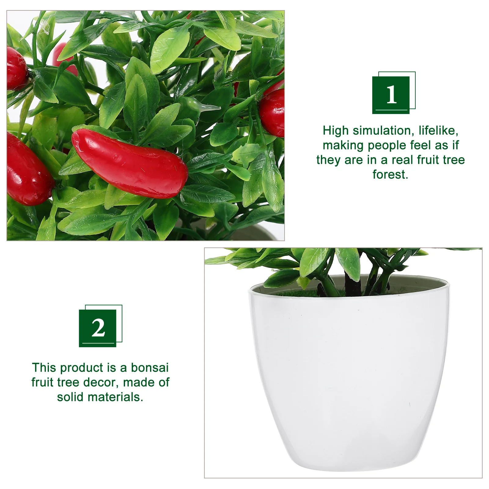 

2Pcs Artificial Pepper Tree Small Fake Potted Bonsai Tree Decoration for Kitchen Home Office Realistic Plastic Bonsai Ornament
