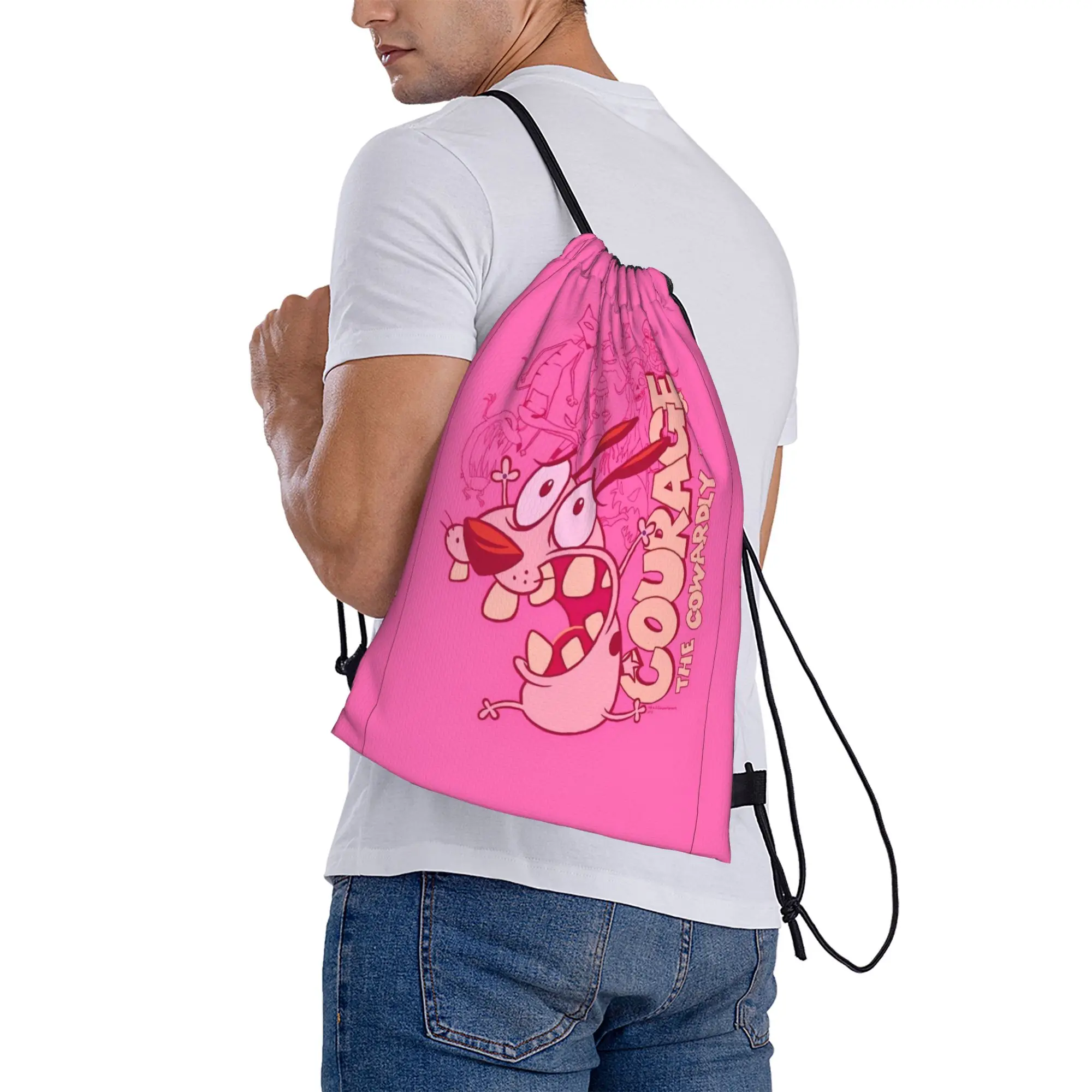 Sac à cordon Courage le chien lâche, sacs à dos de sport minimalistes pour couple, sacs à cordon imperméables