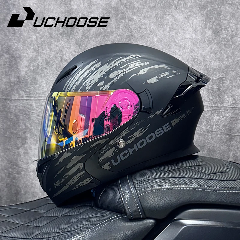 Dot Uchot Goedgekeurde Helmen Crash Motor Beschermende Kleding Mannen Vrouwen Flip Up Helm Motorfiets Vizier Dubbele Zon - afbeelding 1