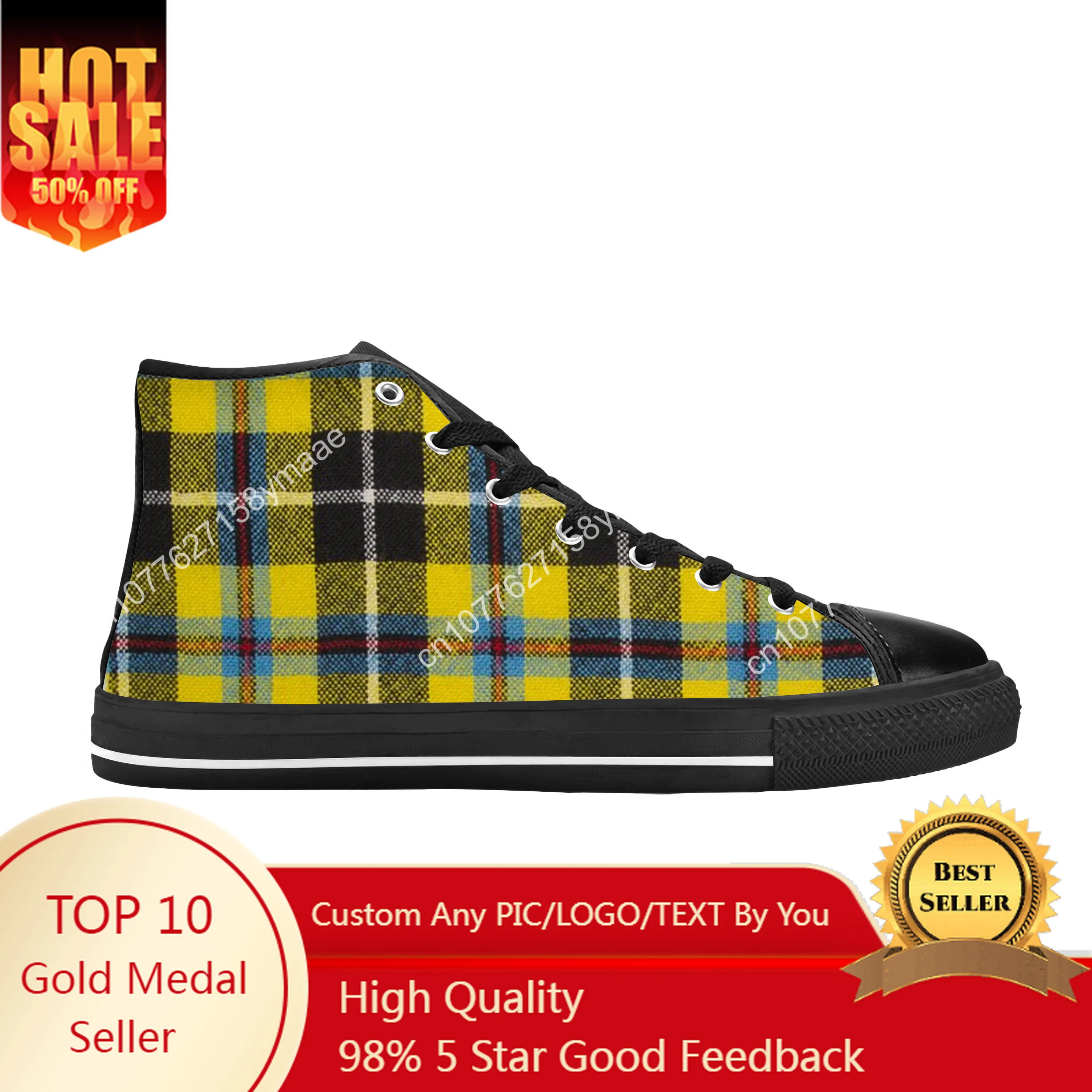 

Cornish Scottish Stewart Clan Tartan Plaid Modern Casual Cloth Shoes High Top Comfortable Breathable 3D Print Men Women Sneakers