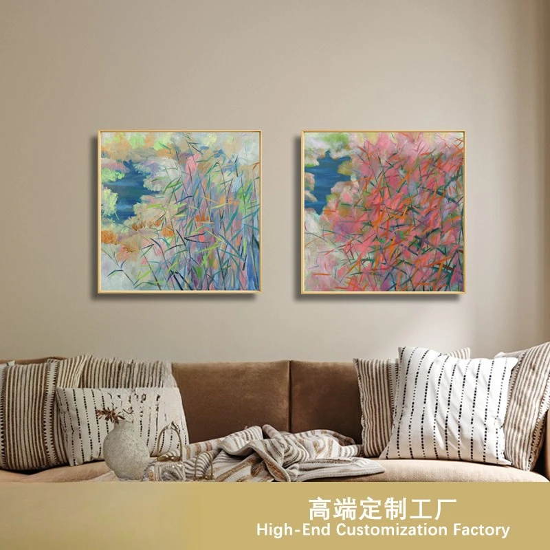 High-class living room decorative painting pure hand-painted acrylic oil painting decorative painting modern simple abstract