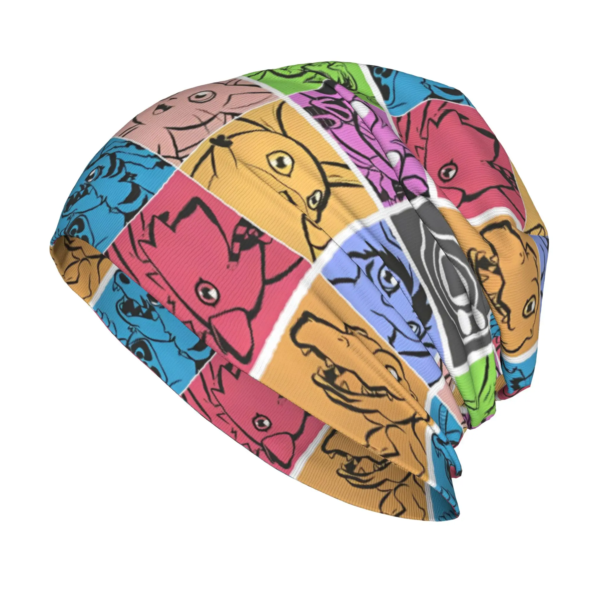 Digimons Monster Novelty Skullies Beanies Hat Kawaii Digital Monsters Anime Vintage Unisex Street Caps Warm Dual-use Bonnet Hats