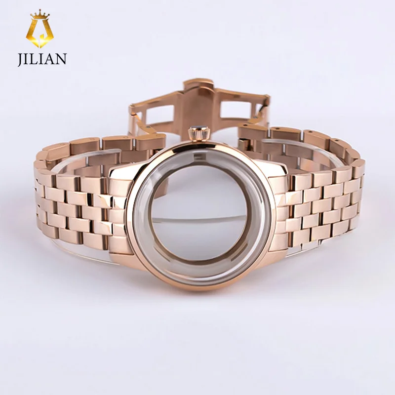 

NH35 40mm Cocktail Case NH38 Watch Cases Stainless Steel Glass Waterproof For NH35/36/38 Movement Watch Parts Silver Rose Gold