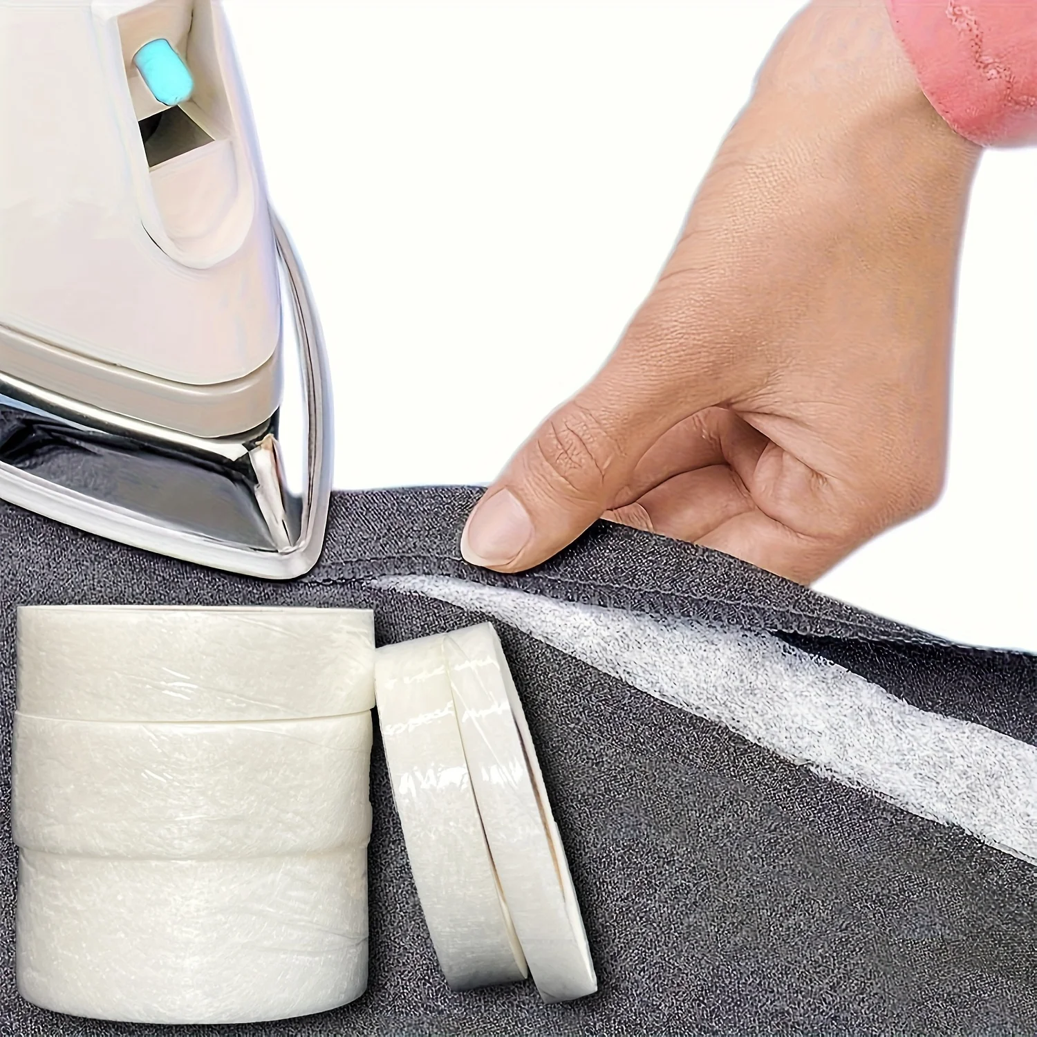 

1181.1-inch Welding Edge Sealing Tape Roll, Iron-on Adhesive Tape for Pants, Clothing, Curtains, Crafts - White