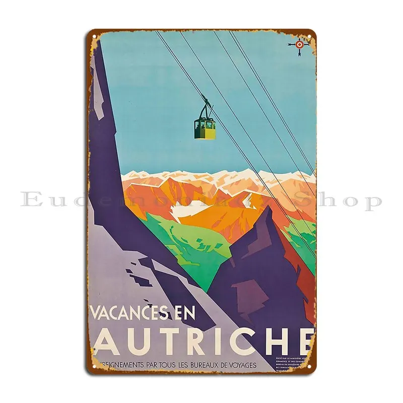 Vacances En Autriche Vintage Travel Poster Metal Sign Personalized Classic Wall Decor Design Classic Tin Sign Poster