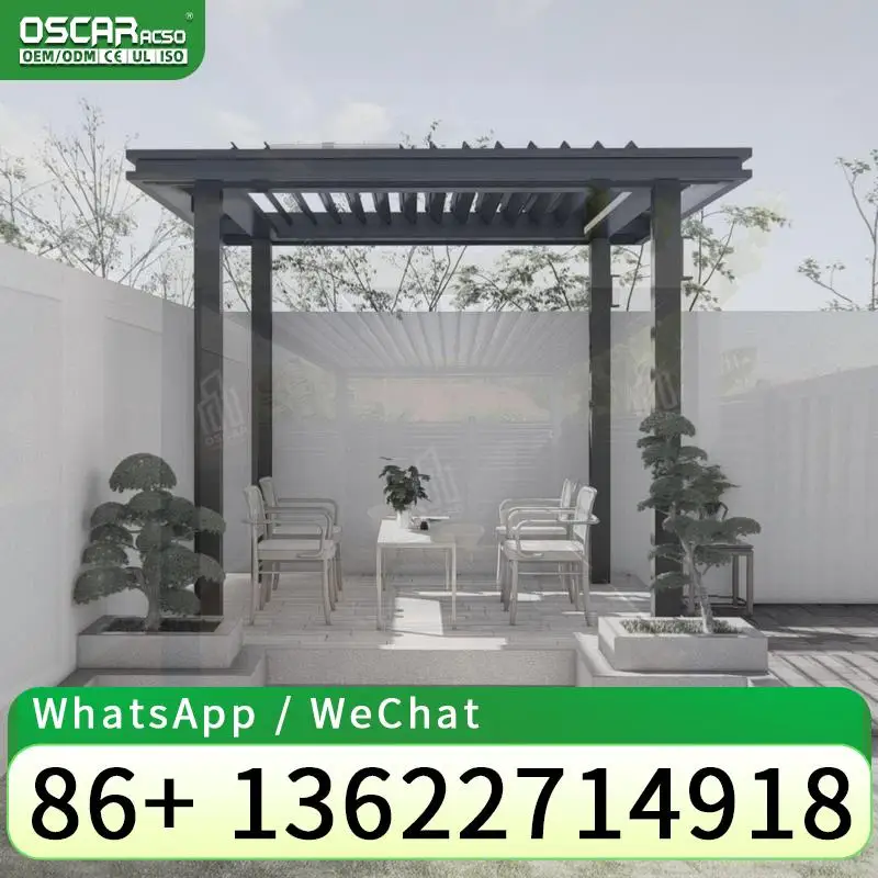 Sustainable Waterproof 8x8 Louvered Aluminum Pergola Motorized Electric Folding for Garden Yard Patio pergolas