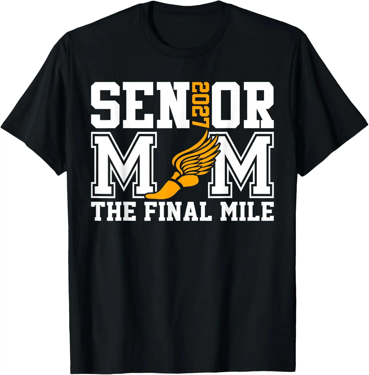 Senior Mom The Final Mile Track Groovy Field Class Of 2027 T-Shirt Cute Halloween Pumpkin Short-Sleeve Tee: Fun, Breathable, Pure Cotton, Stylish—Perfect for Sports, Lounging, or Casual Wear.