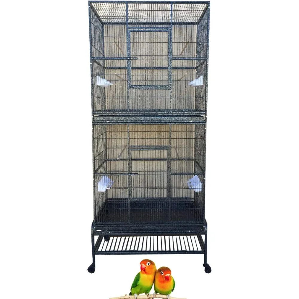 

Large Double Durable Stacker Breeding Bird Flight Parrrot Separate Cages Side Nesting Box Doors Double Feeder Cup Easy Clean Pul