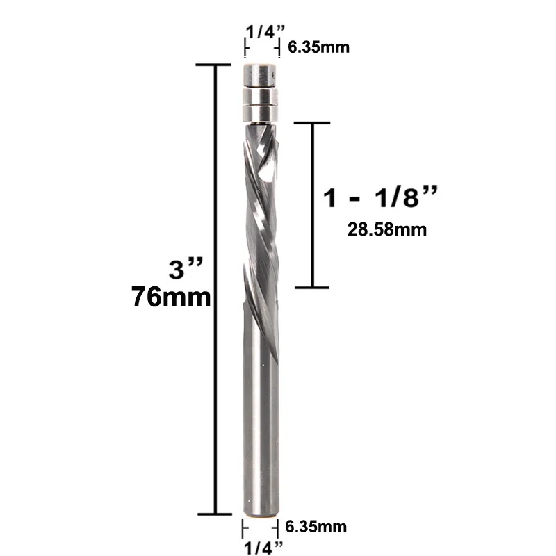 

Livter 6.35mm Compression Flush Trim Solid Carbide Spiral Router Bit for wood working Tools End Mill MIilling Cutters