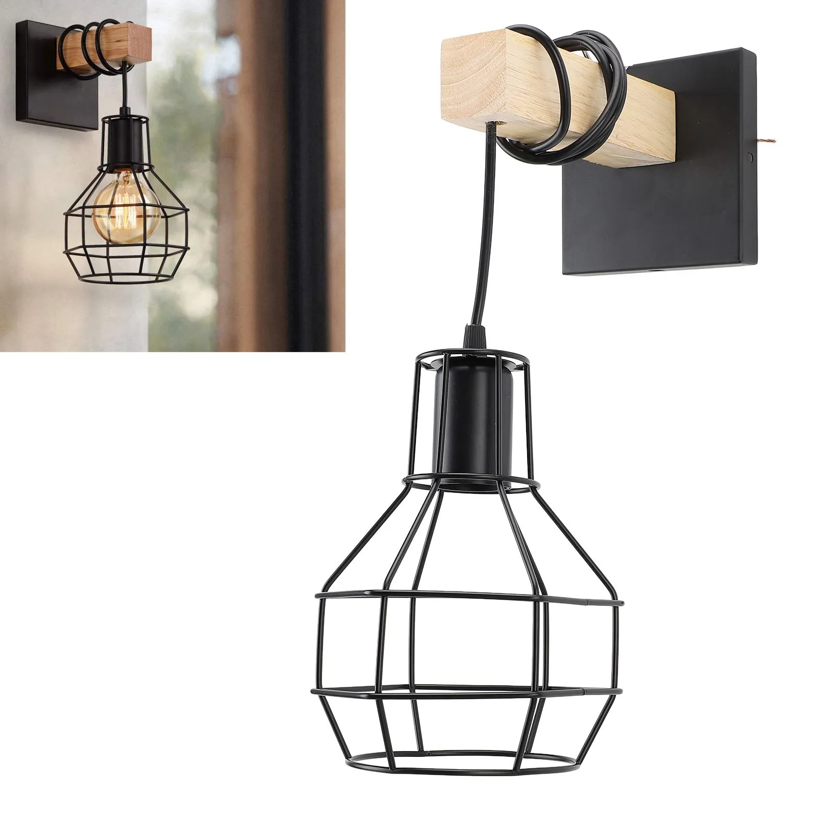 

ZK30 Cage Wall Sconce Shade Easy Installation Industrial Look Cage Wall Light Shade for Home Living Room Kitchen