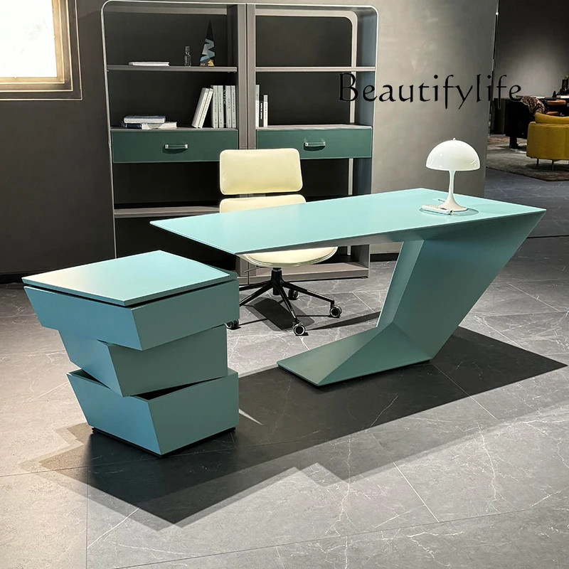 Modern solid wood  simple light luxury model room writing desk president desk computer desk