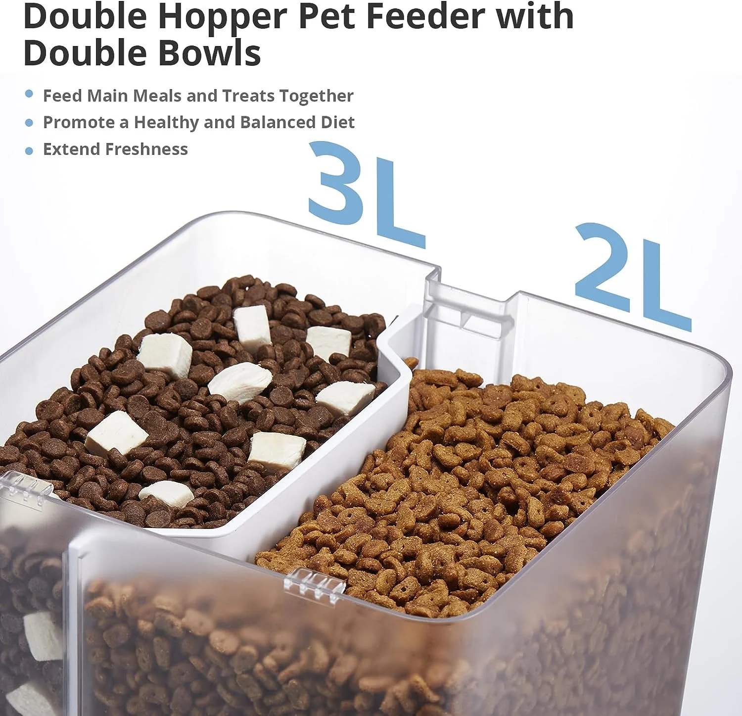 New Automatic Cat Feeder 5L Dry Food Dispenser With Diverter And 2 Stainless Steel Bowls Smart APP Timed Dog Bowl