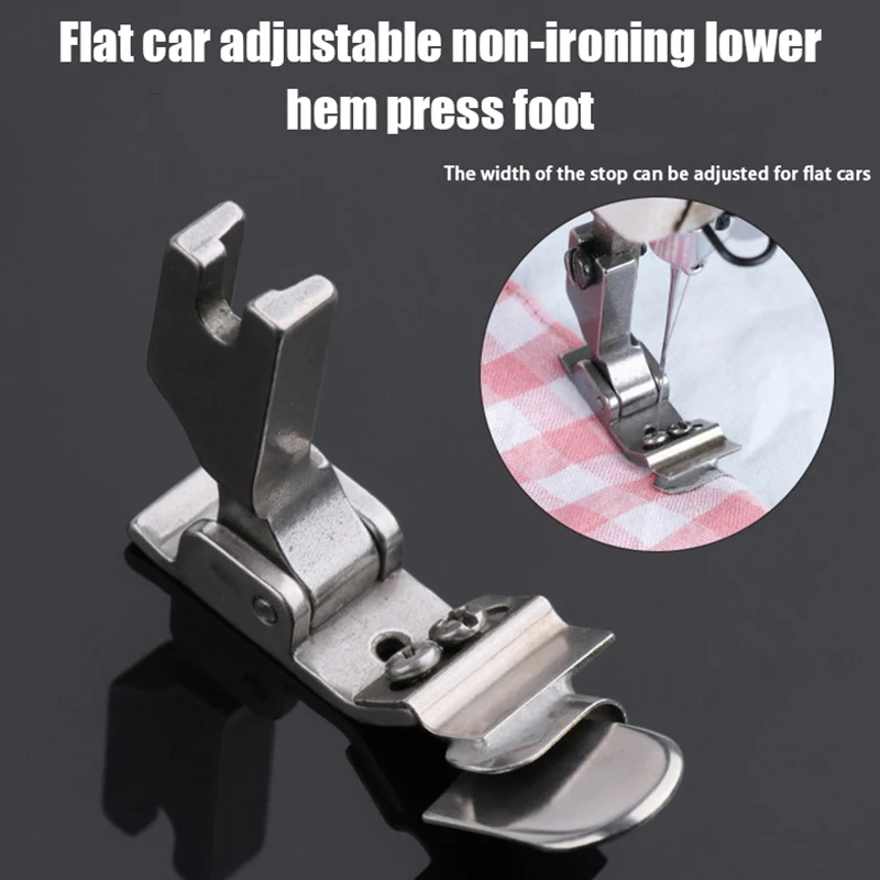 1Pc Flat Car No-iron Lower Hem Presser Foot Adjustable Computerized Sewing Machine Curved Skirt Placket Hem Presser Foot