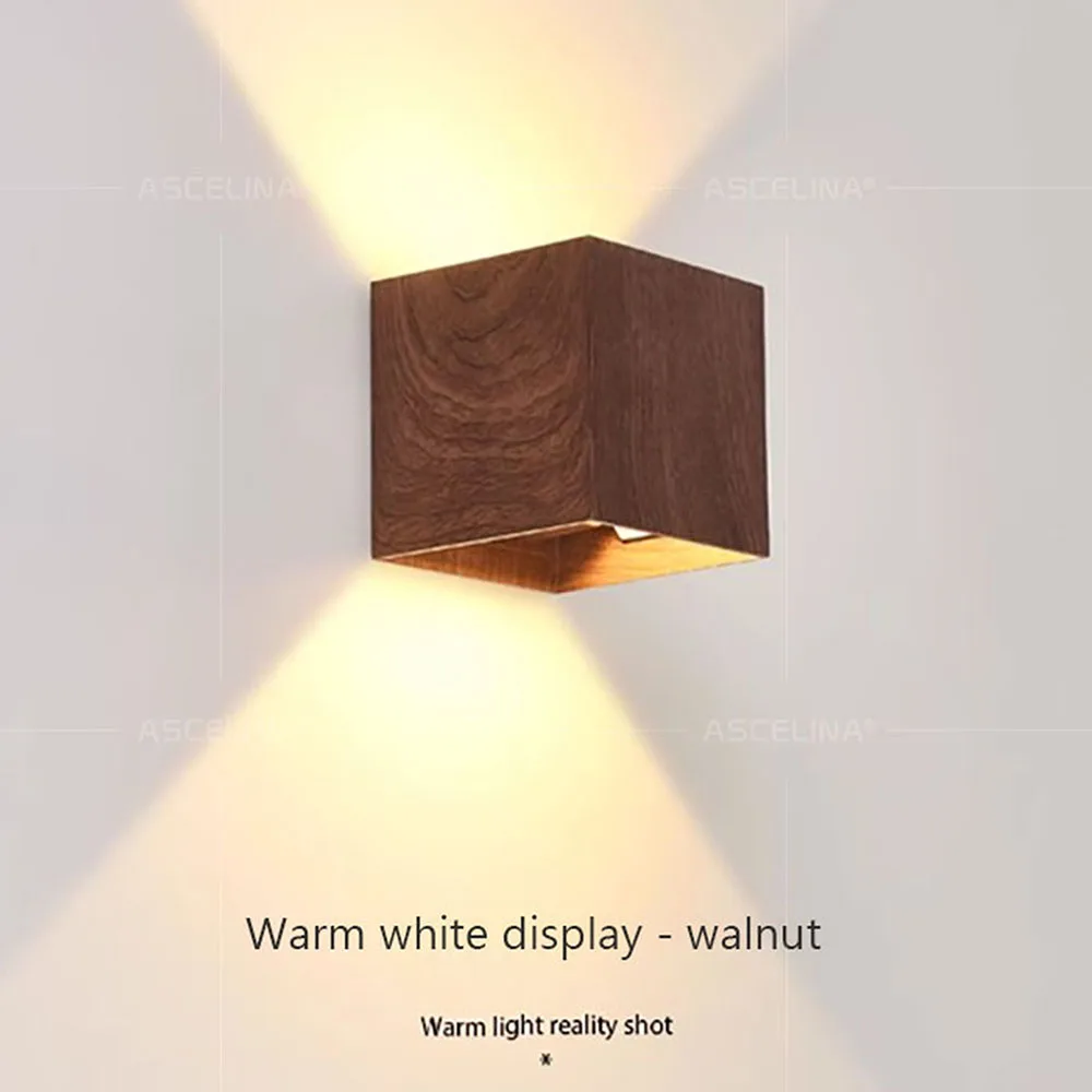 Nordic wooden wall lamp suitable for upper and lower beds living rooms bedrooms corridors Walnut Scottish decorative lights