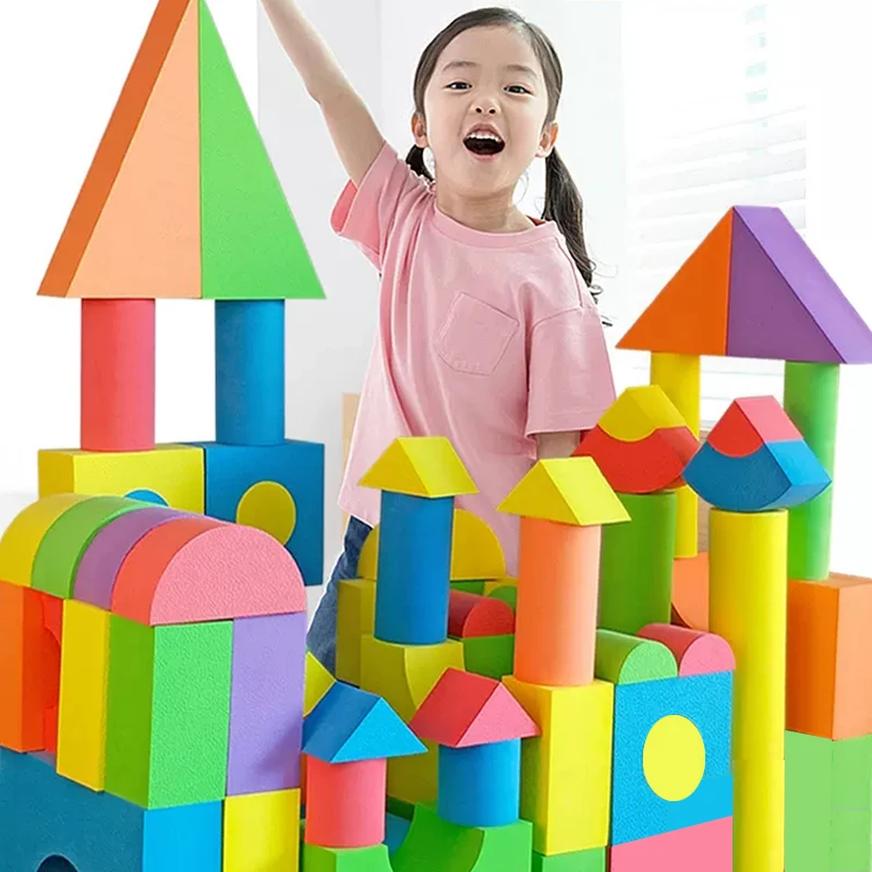 

56Pcs 5cm Thickness EVA Foam Building Blocks Creative Safe Soft Bright Color Baby Early Educational Toy Children Gifts