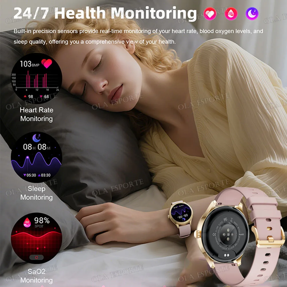 جير ساعة ذكية للنساء BT دعوة النساء الصحة مصباح يدوي الرجال Smartwatch 10ATM مقاوم للماء لتحديد المواقع تتبع مراقبة النوم ساعة رياضية