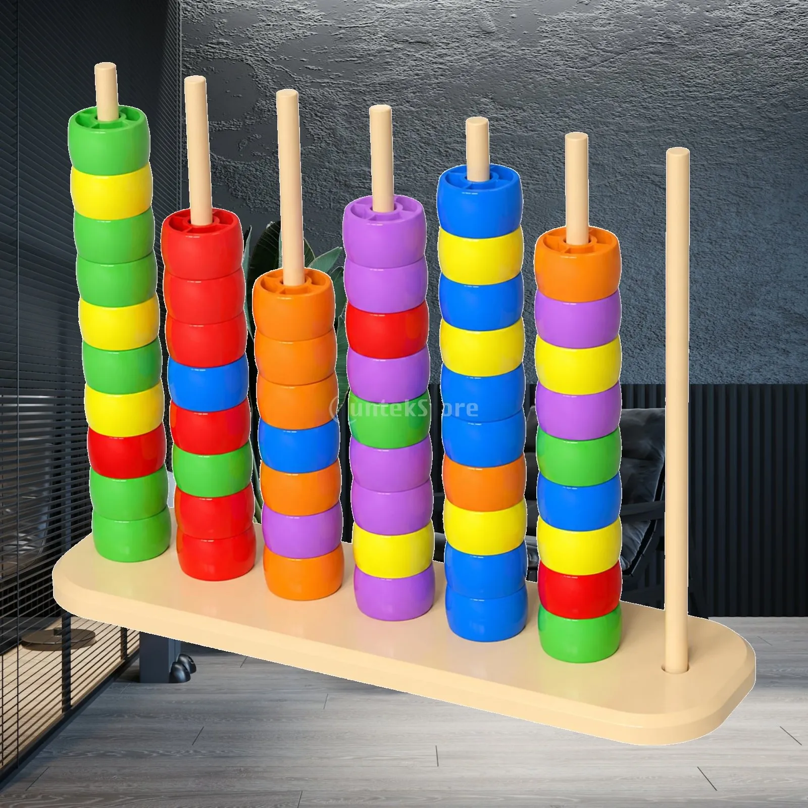 Toddler Bead Matching Game Plastic Color Sorting Toy with Rods for Hand Eye Coordination Parent Child Play