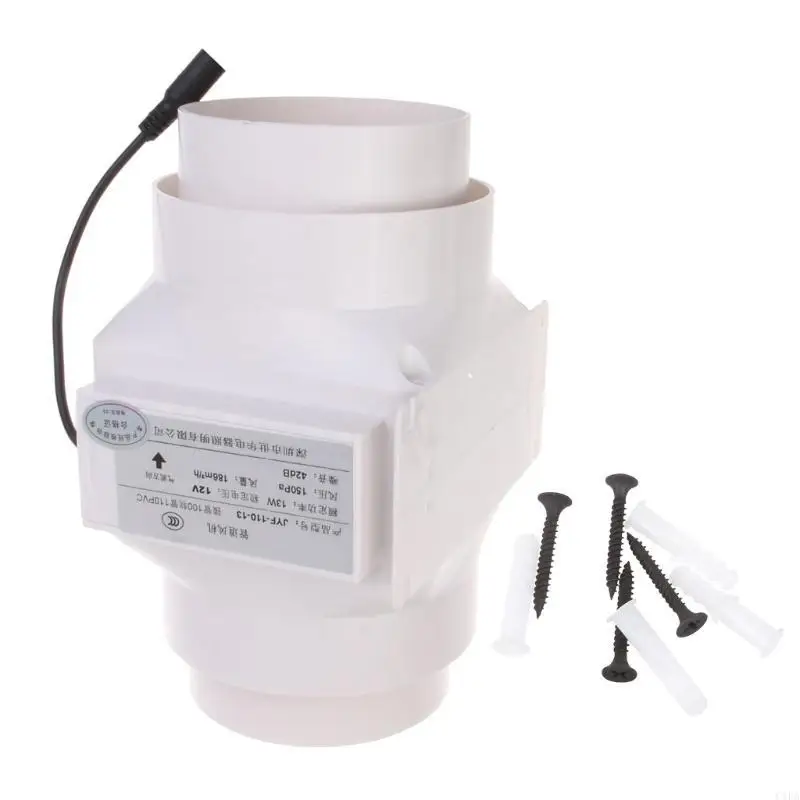 

12V 5.5x2.1mm 4inch Inlines Duct Fan Ventilation Fan for Greenhouse Tent HVAC and More