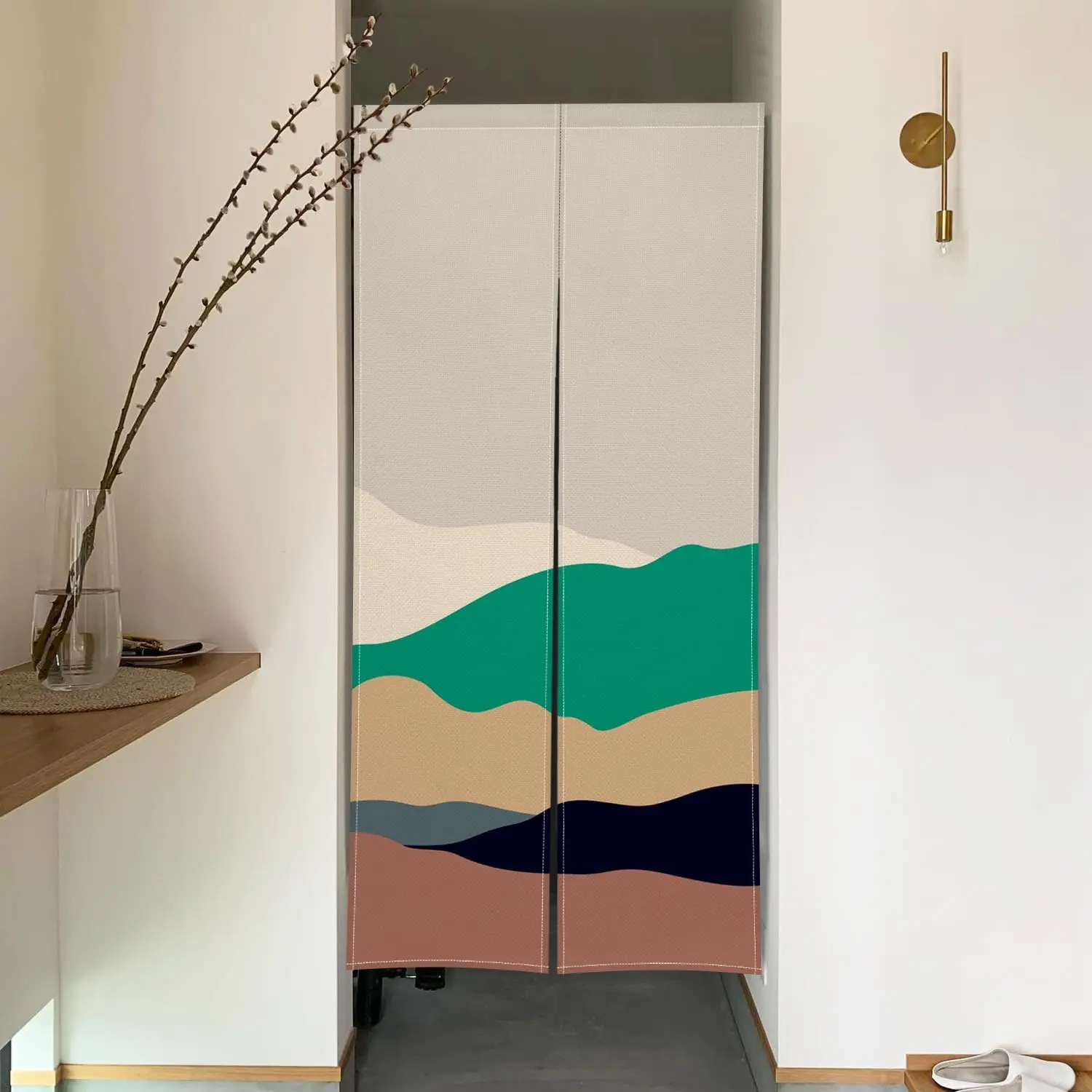 Traditional Japanese Noren Doorway Curtain Japanese Style Window Treatment Door Curtain Abstract Mountains Printed Tapestry