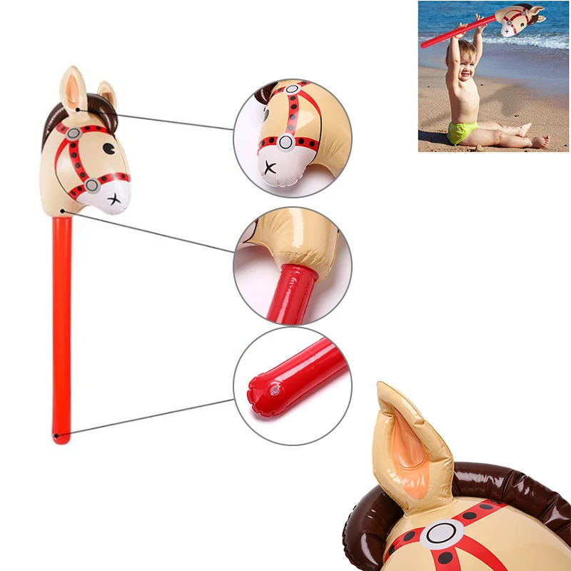 Inflatable Stick Horse Head Inflatable Pony Stick Balloon Cowboy Cowgirl Farm Animal Themed Birthday Party Decorations
