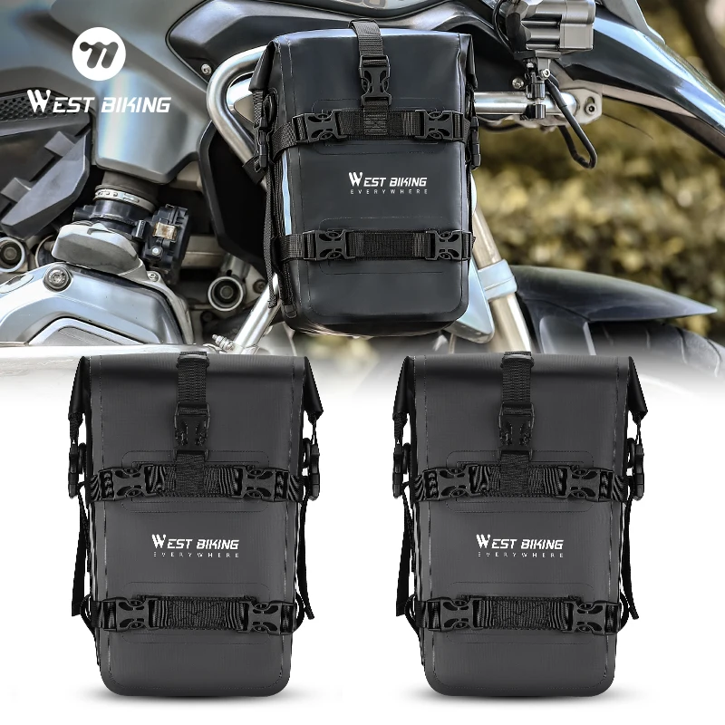 

WEST BIKING Мотоциклетная сумка-бампер 5L-7L Большая вместимость IPX7 Водонепроницаемая сумка для велосипеда Стабильная ветрозащитная велосипедная сумка Рюкзак для пешего туризма