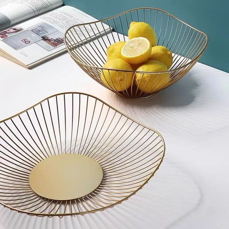 

Metal Fruit Basket Simple Fruit Basin Multi-Size Iron Snack Bread Vegetable Storage Bowls Kitchen Eggs Dessert Holder Organizer