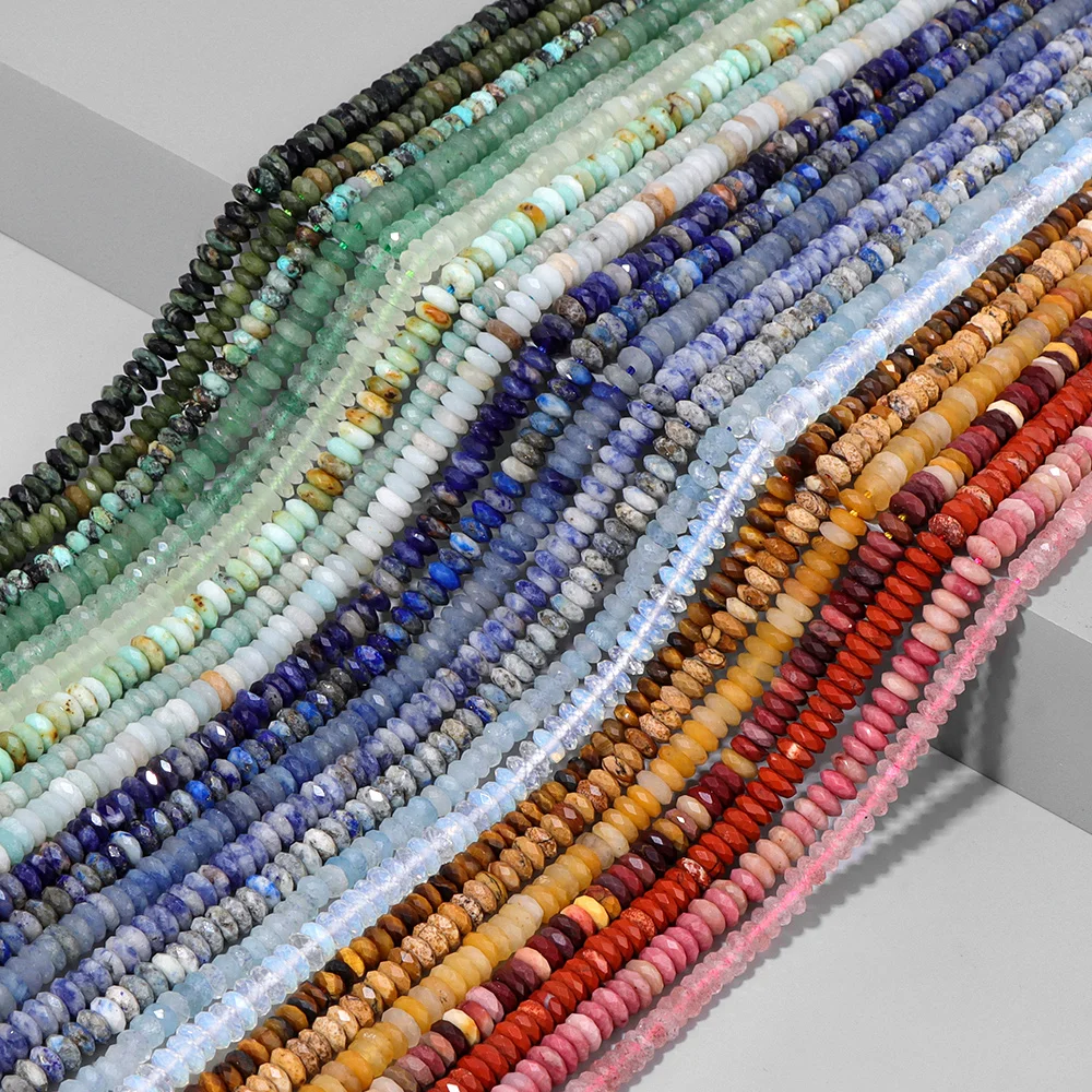 2x5mm Natürliche Facettierte Abacus Stein Perle Amazonit Lapis Lazuli Jade Lose Spacer Perlen Für Schmuck Machen DIY halskette Armband