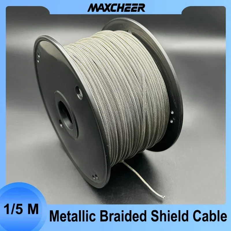 1/5 Meter Metallic Shield Cable Cloth-covered Waxed One Core Braided Shield Vintage-style Pushback Guitar Wire