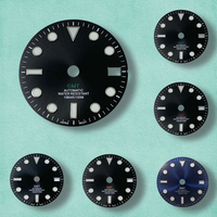 28.5mm GMT S Logo Sunburst Dial Fit NH34 Movement Green Luminous High-Quality Dial Watch Modification Accessories 3/3.8/4O'clock