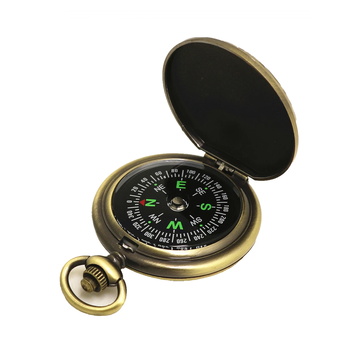 

Metal Zinc Alloy Pocket Compass Vintage Flip-Open Portable Hiking Camping Navigation Tool with Chain Loop Metal Compass