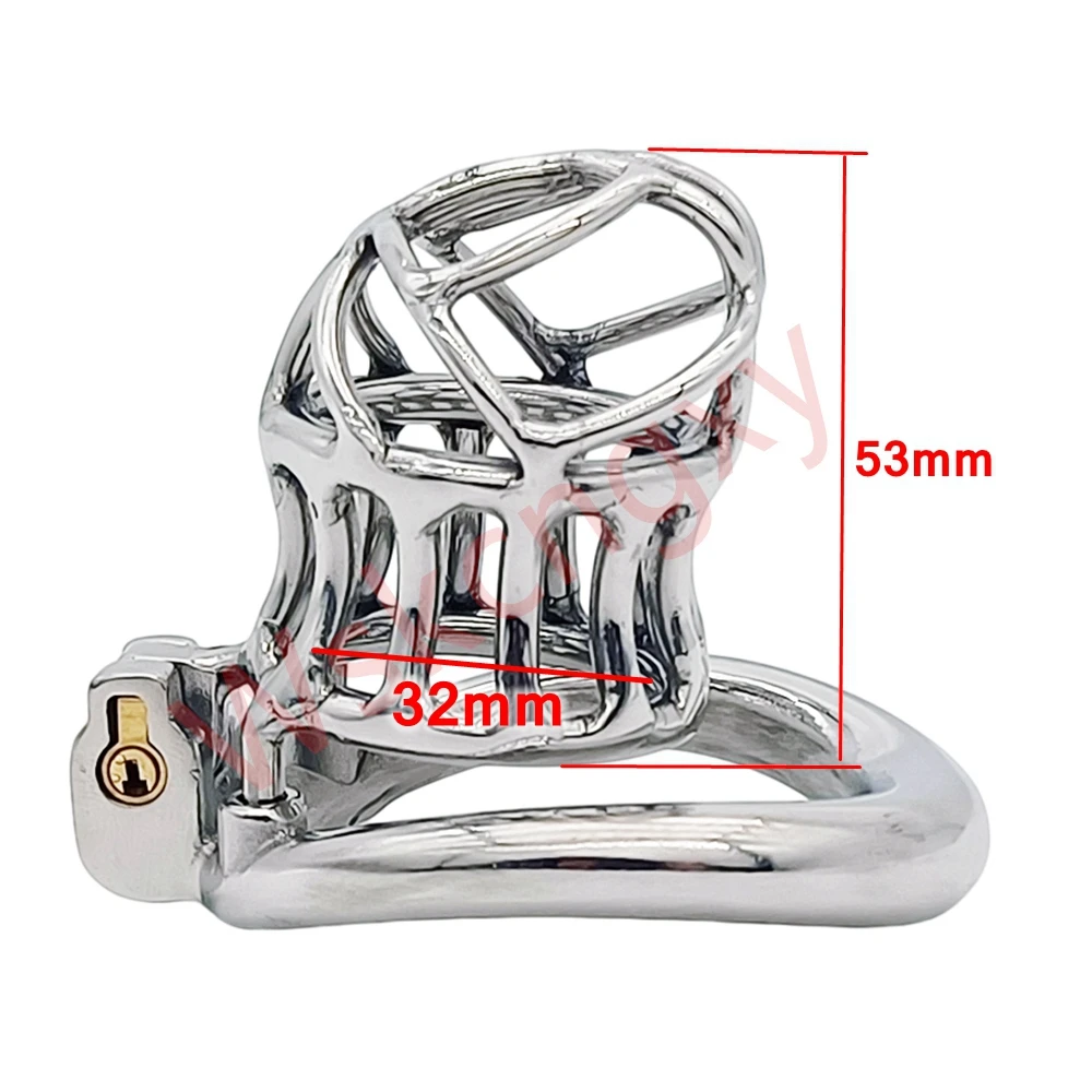 Male Chastity Devices Stainless Steel Breathable Cock Cage with Oval Cock Ring Slave Restraint Adult Sex Toys for Men Penis Lock
