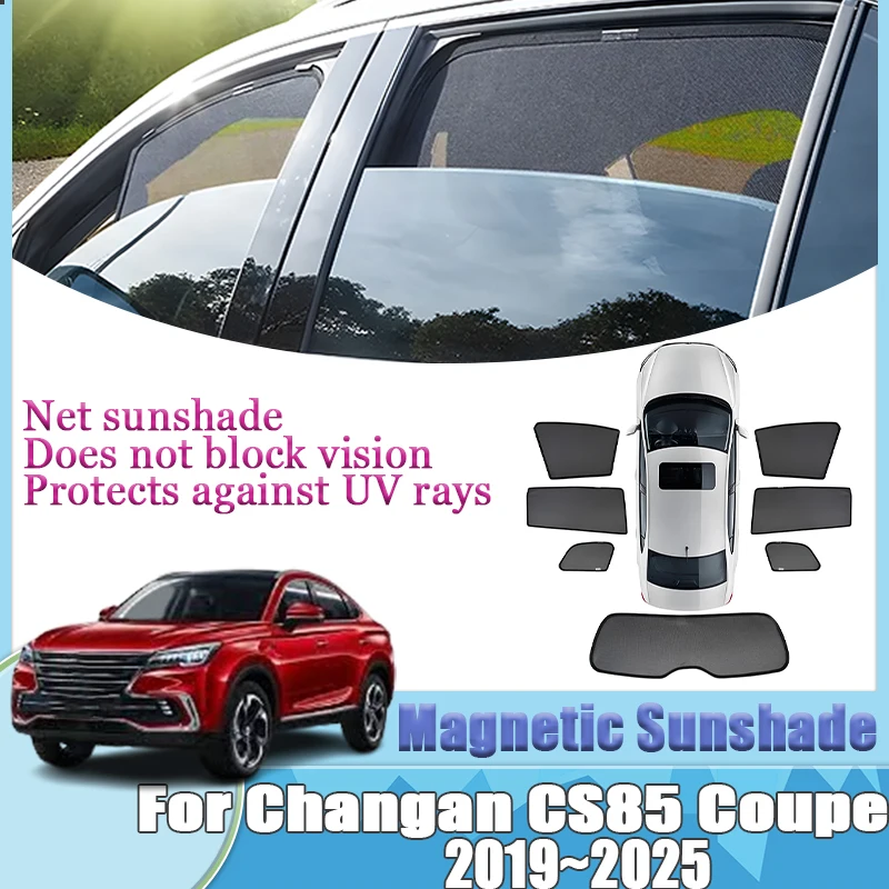 

For Changan CS85 Coupe 2019-2025 Sun Magnetic Sticker Car Black Mesh Coverage Curtain Sunshades Car Visor Tools Auto Accessories