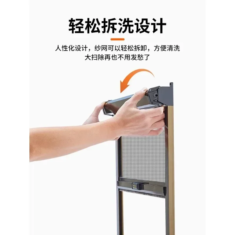 Factory Direct SalesRemovable And Washable Invisible Screen Window Reel Type Up And Down Pull Push