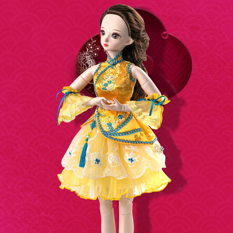 1/3 Doll Cheongsam doll of the Republic of China BJD 62cm Ball Jointed DollsClothes Shoes hand painted Makeup Girls Toys Gift