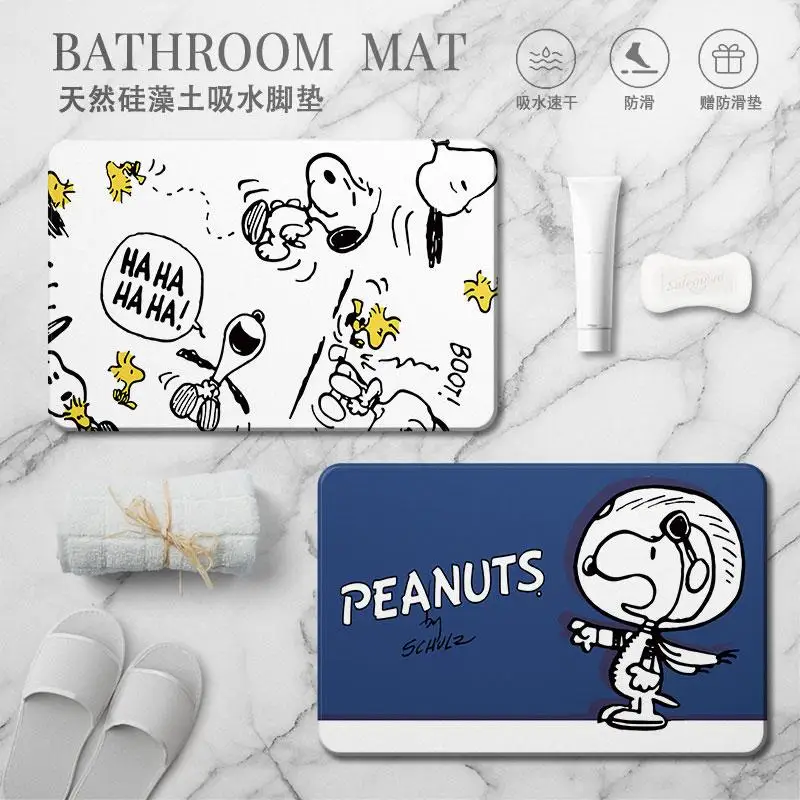 Snoopy Cartoon Diatom Foot Pads Home Bathroom Non-Slip Absorbent Floor Mat Kawaii Anime Soft Non-Woven Fabric Bedroom Carpet