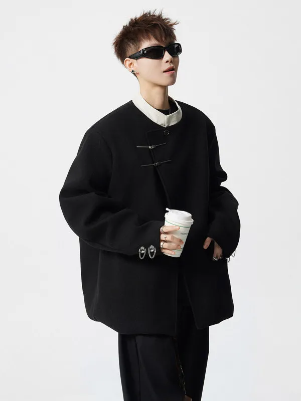 

Свободный мужской шерстяной костюм-джат с металлическими пуговицами, новая китайская лоскутная одежда большого размера в стиле вестерн