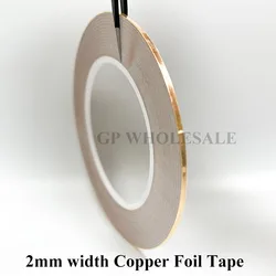 5 rolls 2mm Wide*0.06mm Single Adhesive Single Electric Conductive Copper Foil Tape 30 Meters length