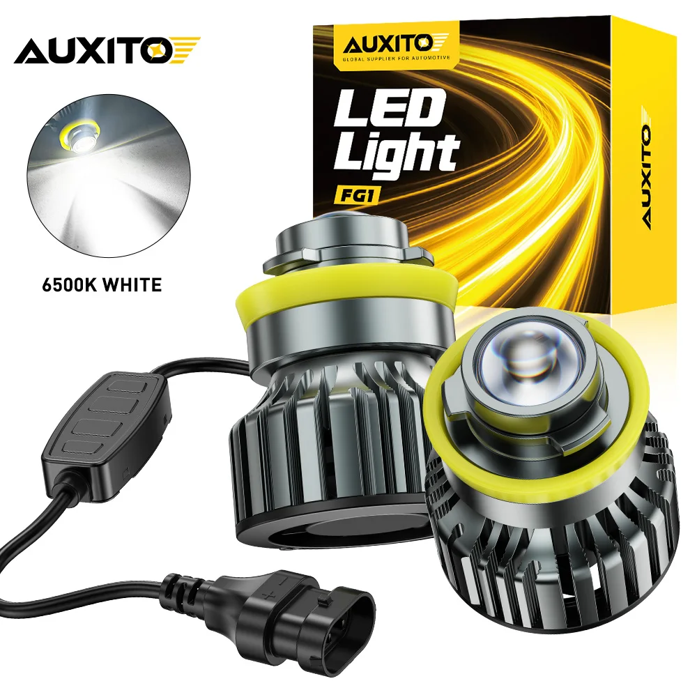 

AUXITO 2Pcs H8 Projector LED Fog Lights Lamp H11 H9 H16(JP) Car LED Fog Lamp With HD LENS DRL 6500K White CANBUS Super Bright